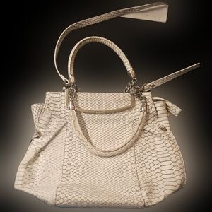 Chic Cream Python-Embossed Satchel